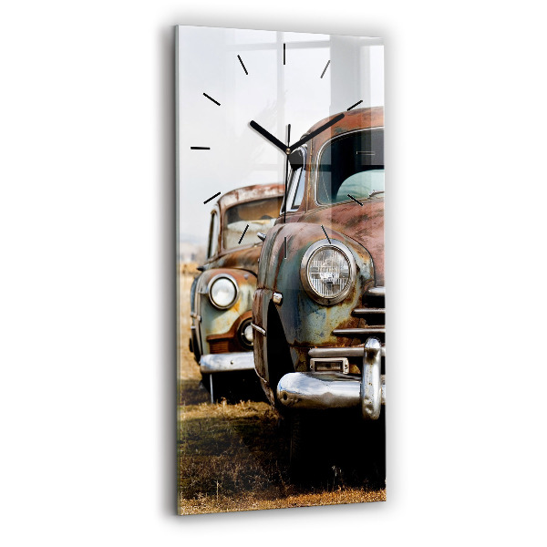 Modern vertical wall clock Old cars