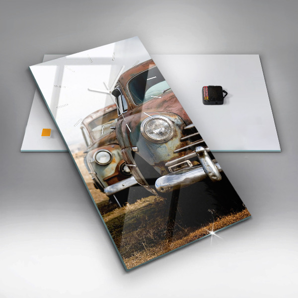 Modern vertical wall clock Old cars