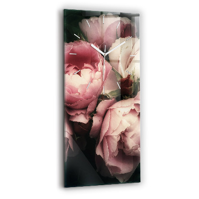Modern vertical wall clock Bouquet of pink roses