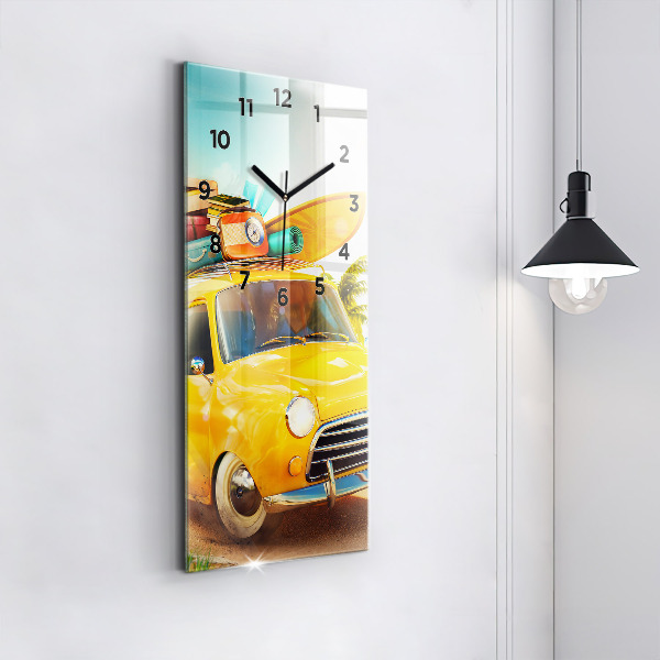 Modern vertical wall clock Car with surfboard