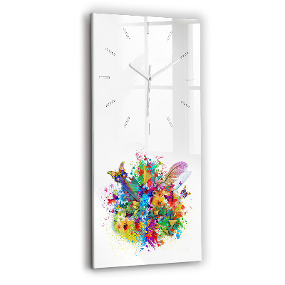 Modern vertical wall clock Floral harmony with butterflies