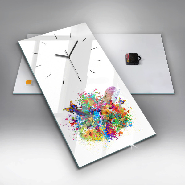 Modern vertical wall clock Floral harmony with butterflies