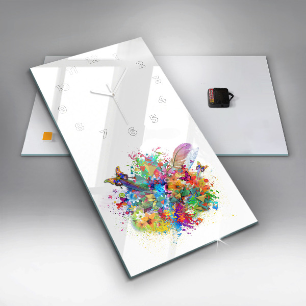Modern vertical wall clock Floral harmony with butterflies