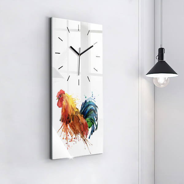 Modern vertical wall clock Colorful rooster