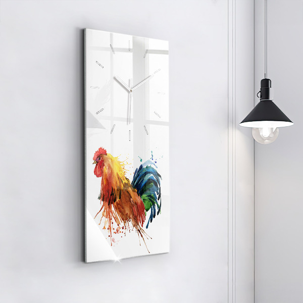 Modern vertical wall clock Colorful rooster