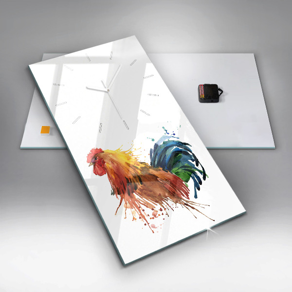 Modern vertical wall clock Colorful rooster