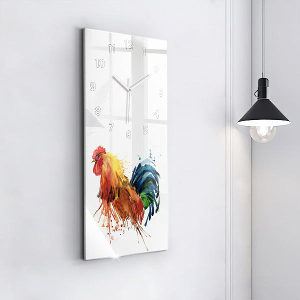 Modern vertical wall clock Colorful rooster