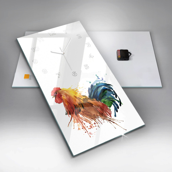Modern vertical wall clock Colorful rooster