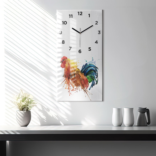 Modern vertical wall clock Colorful rooster