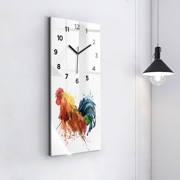 Modern vertical wall clock Colorful rooster