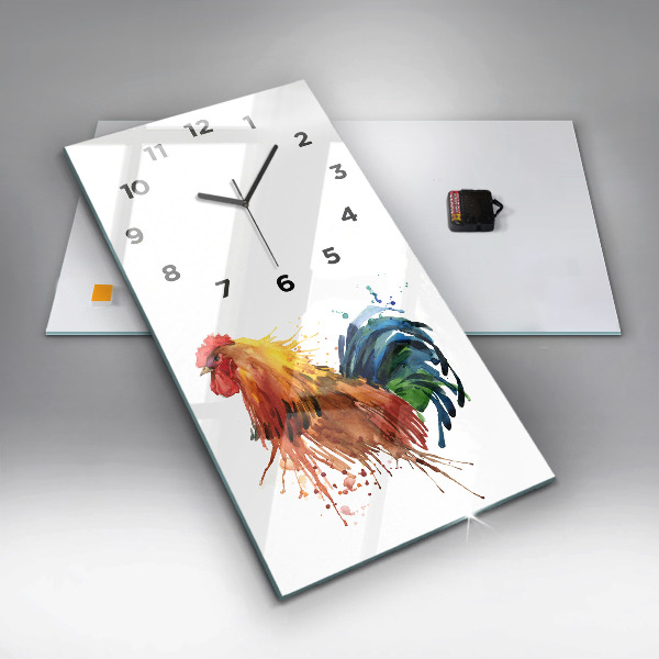 Modern vertical wall clock Colorful rooster