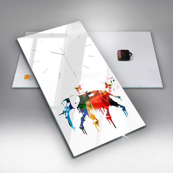 Modern vertical wall clock Colorful painted elephant