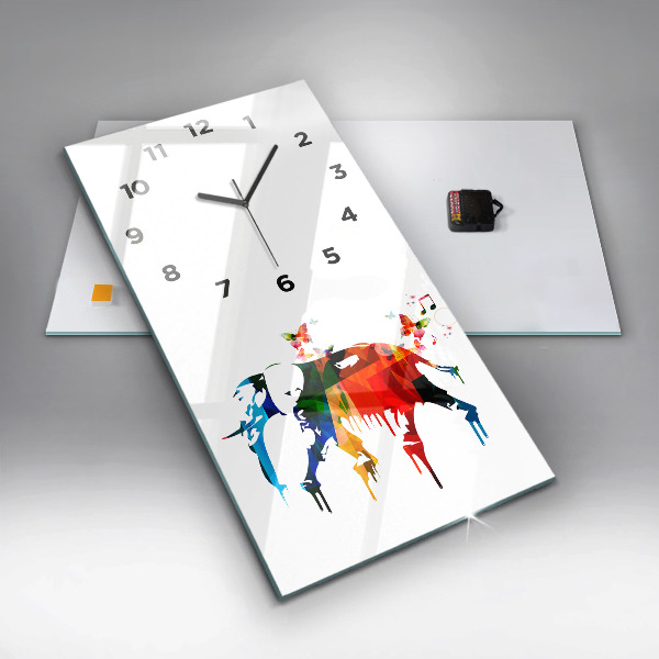 Modern vertical wall clock Colorful painted elephant
