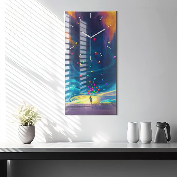 Modern vertical wall clock Baby and balloons