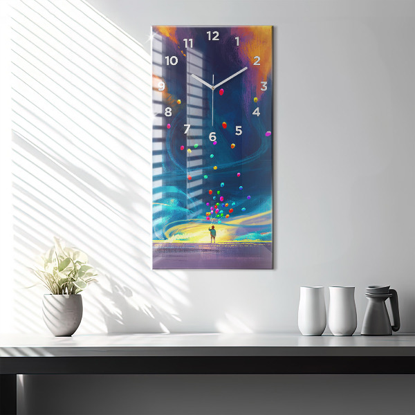 Modern vertical wall clock Baby and balloons