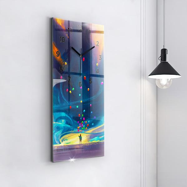 Modern vertical wall clock Baby and balloons