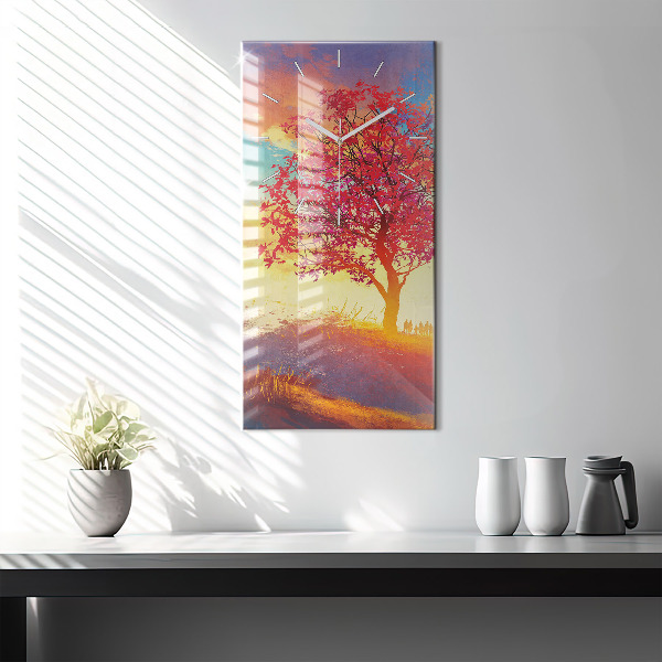 Modern vertical wall clock Autumn Landscape