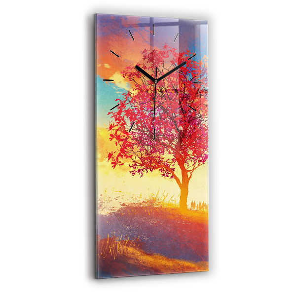 Modern vertical wall clock Autumn Landscape