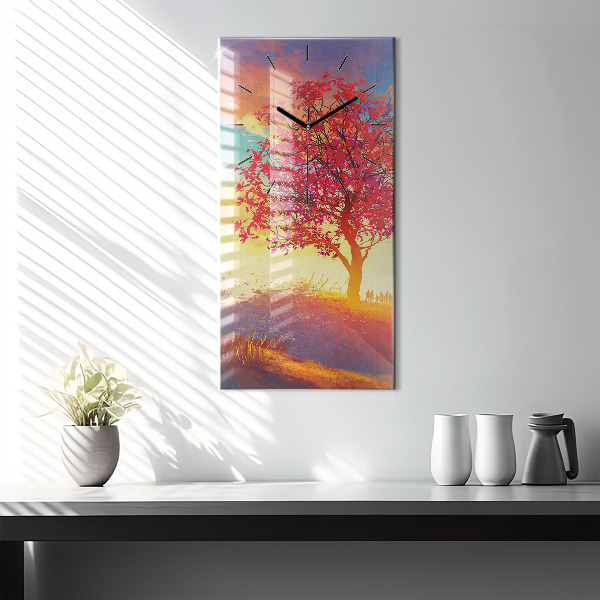Modern vertical wall clock Autumn Landscape