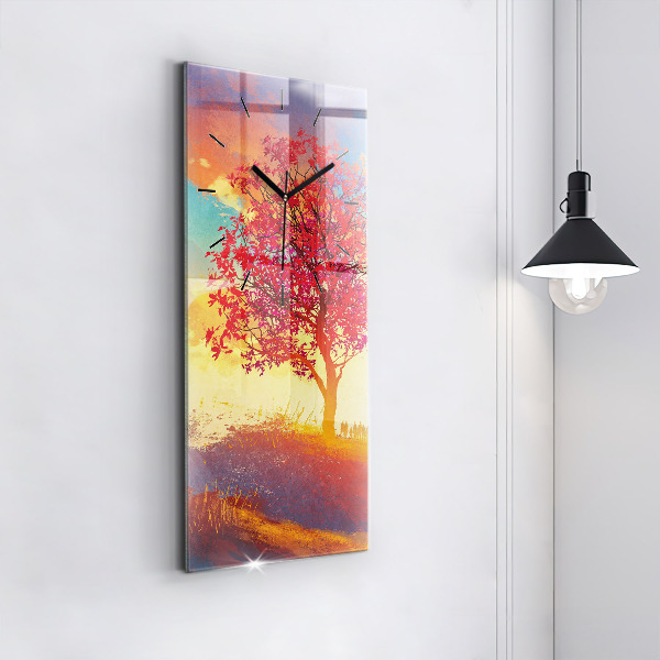 Modern vertical wall clock Autumn Landscape