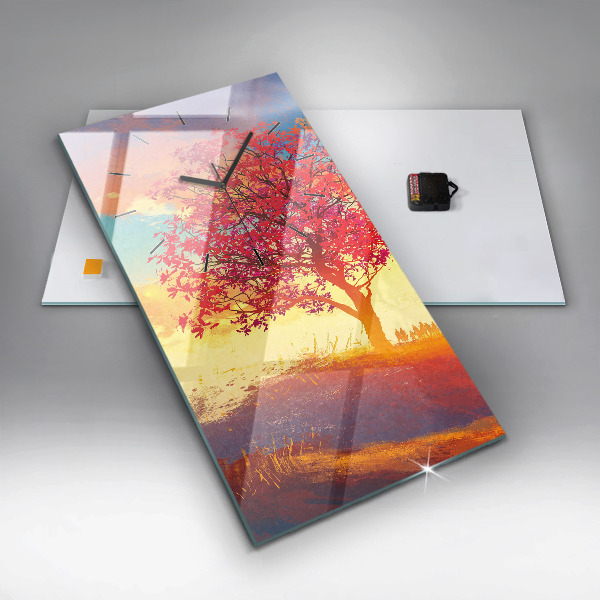 Modern vertical wall clock Autumn Landscape