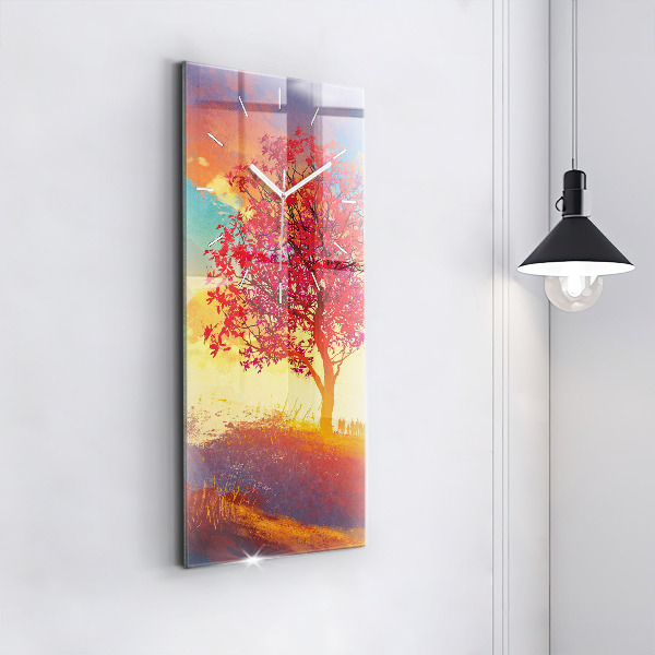 Modern vertical wall clock Autumn Landscape