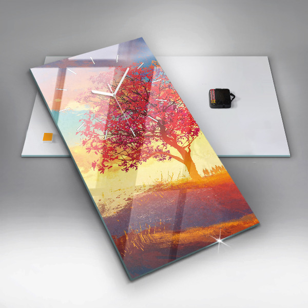 Modern vertical wall clock Autumn Landscape