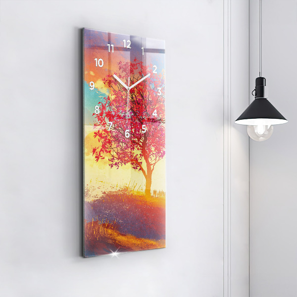 Modern vertical wall clock Autumn Landscape