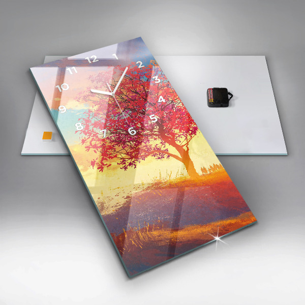Modern vertical wall clock Autumn Landscape