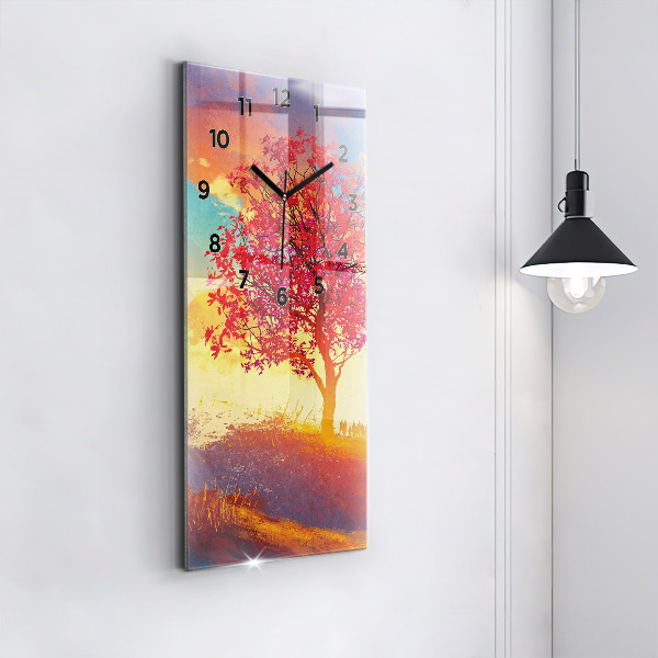 Modern vertical wall clock Autumn Landscape