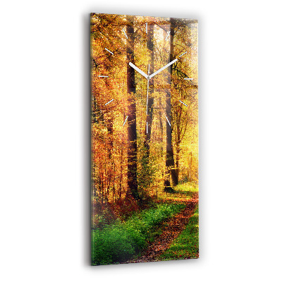 Modern vertical wall clock Autumn forest scenery