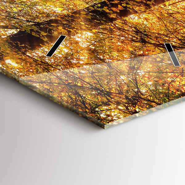 Modern vertical wall clock Autumn forest scenery