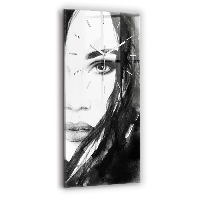 Modern vertical wall clock Portrait of a woman