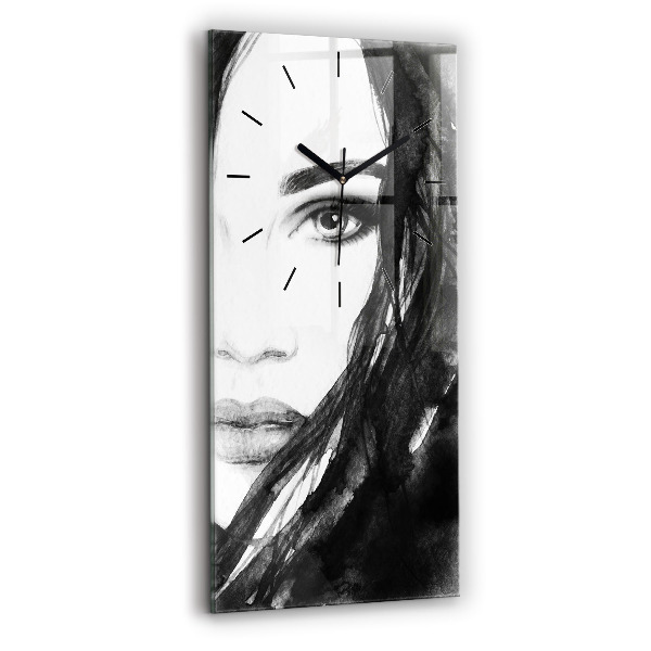 Modern vertical wall clock Portrait of a woman