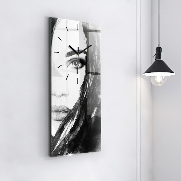 Modern vertical wall clock Portrait of a woman