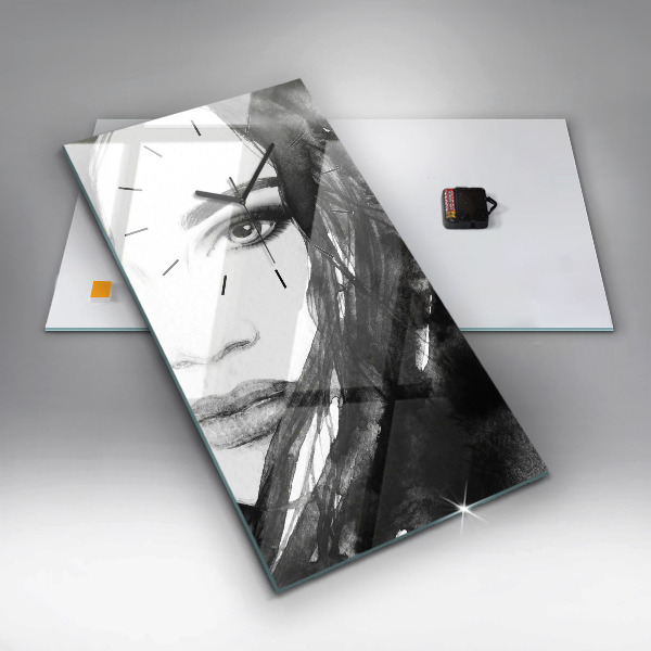 Modern vertical wall clock Portrait of a woman