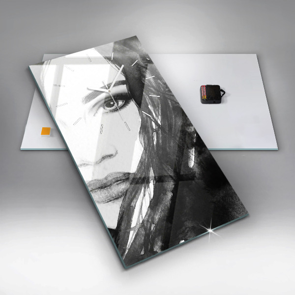 Modern vertical wall clock Portrait of a woman