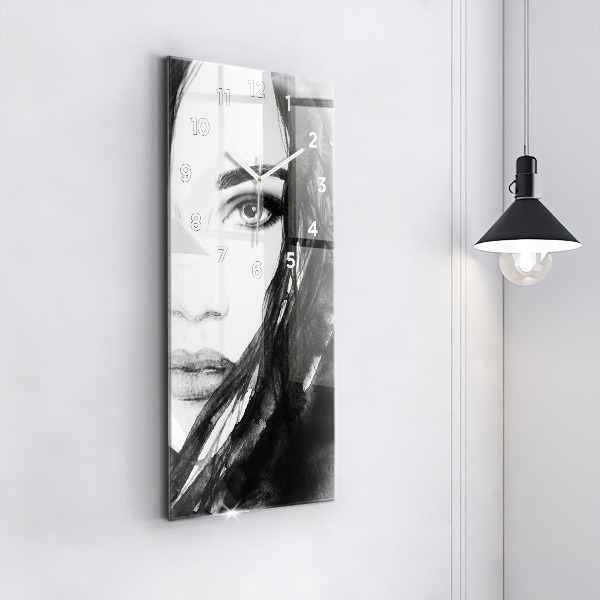 Modern vertical wall clock Portrait of a woman