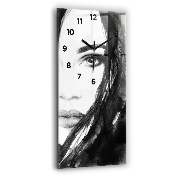 Modern vertical wall clock Portrait of a woman