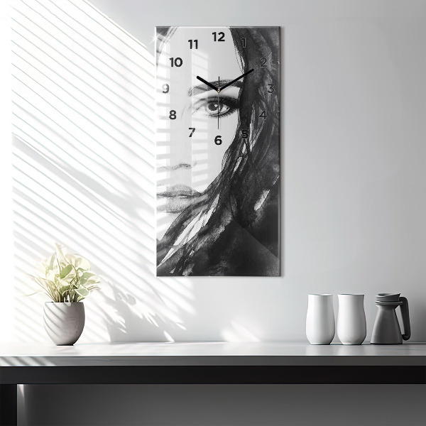 Modern vertical wall clock Portrait of a woman