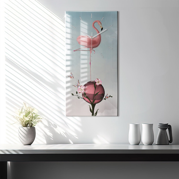 Modern vertical wall clock Surreal Flamingo