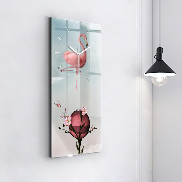 Modern vertical wall clock Surreal Flamingo