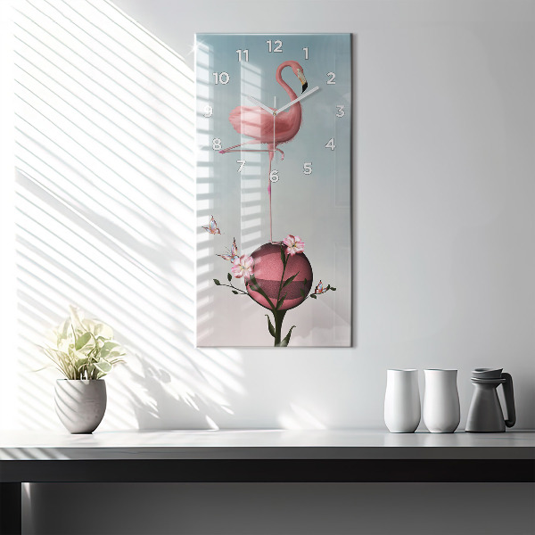 Modern vertical wall clock Surreal Flamingo