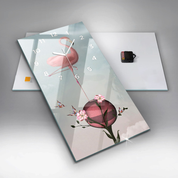Modern vertical wall clock Surreal Flamingo
