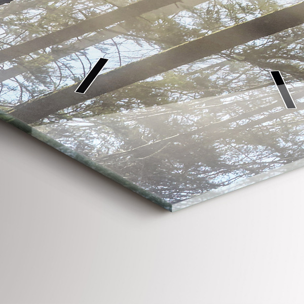 Modern vertical wall clock Forest in the fog