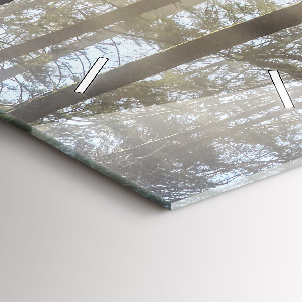 Modern vertical wall clock Forest in the fog