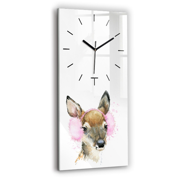 Modern vertical wall clock Forest deer