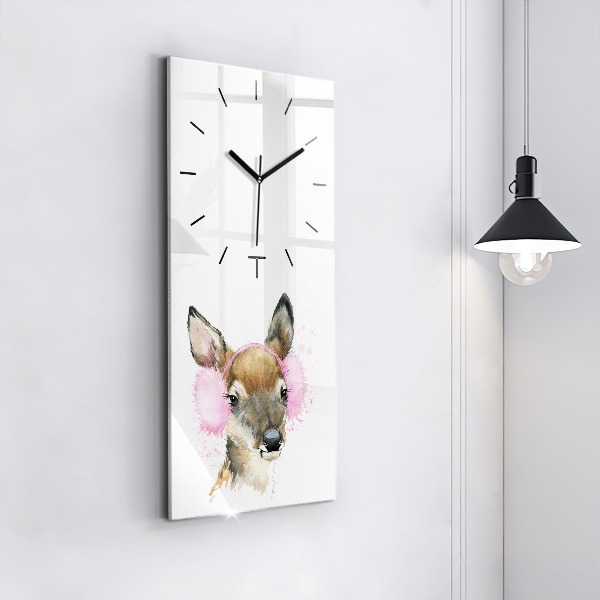 Modern vertical wall clock Forest deer