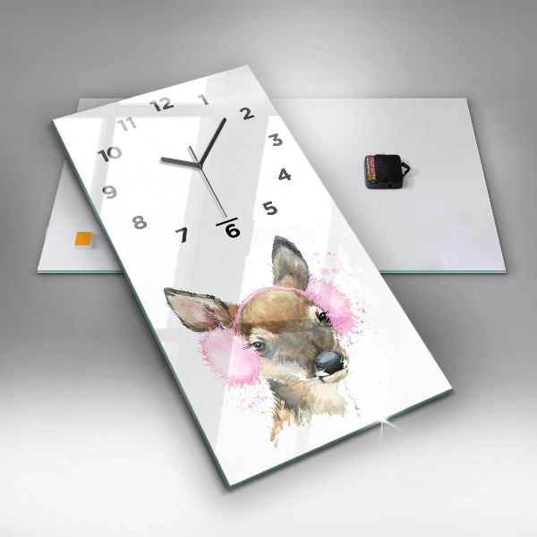 Modern vertical wall clock Forest deer