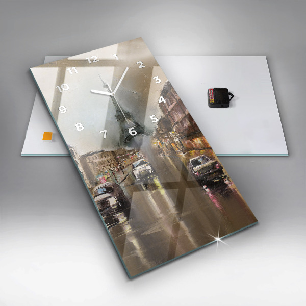 Modern vertical wall clock Architecture of the city of Paris